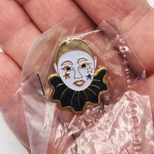 Stocking Stuffer Lot of 5 Pierrot Clown Pin Cute Gold Black Collector 1 Inch NEW